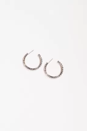 Baguette Hoops in Crystal