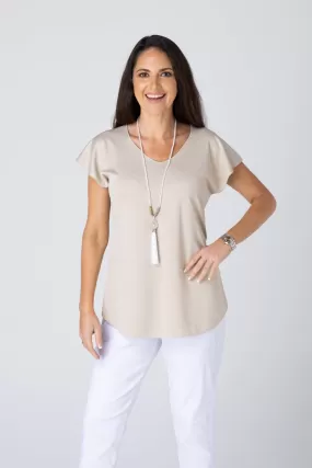 Beige Activewear Short Sleeve Top