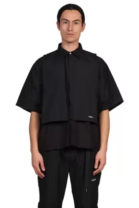 Black Intervein Layered Short-Sleeve Shirt