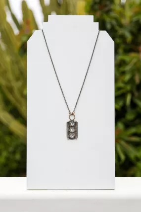 Brass Dog Tag Crystals Necklace