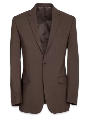 Classic Fit Essential Wool Notch Lapel Suit Jacket - Brown