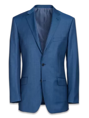 Classic Fit Sharkskin Notch Lapel Suit Jacket - Slate Blue