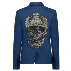 Crystal Skull Blazer - Denim