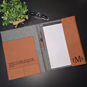 Custom Engraved Monogram Portfolio with Refillable Notepad | Graduation Gift