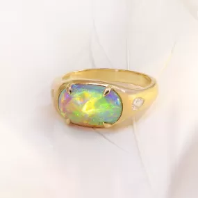 Dark Crystal Opal & Diamond Ring