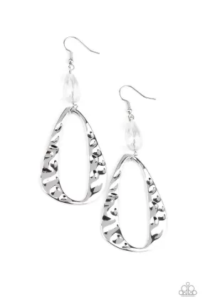 Enhanced Elegance White and Silver Earrings - Paparazzi Accessories