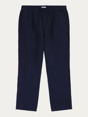 FIG loose checked linen pants - GOTS/Vegan - Night Sky