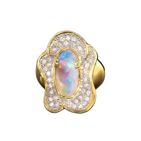 Fossil Opal Floral Ring