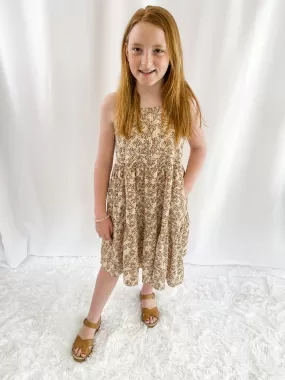 Girls Textured Daisy Print Tank Dress