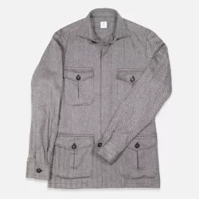 Grey Herringbone Cashmere Vicuña Safari Jacket