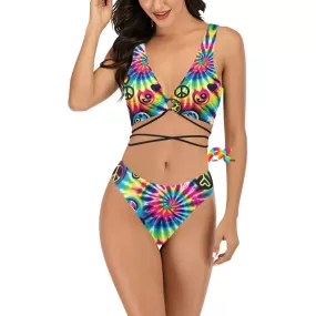 Happy Vibes Criss Cross Rave Bikini