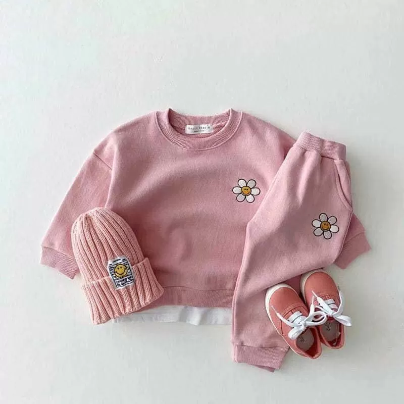 smile sunflower sweat set in pink